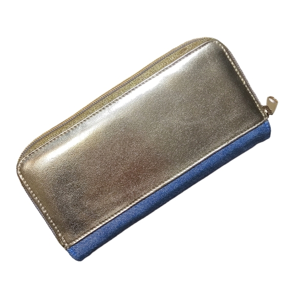 Denim and gold NWT wallet clutch - Picture 2 of 4